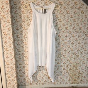 Cream pin tuck asymmetrical blouse